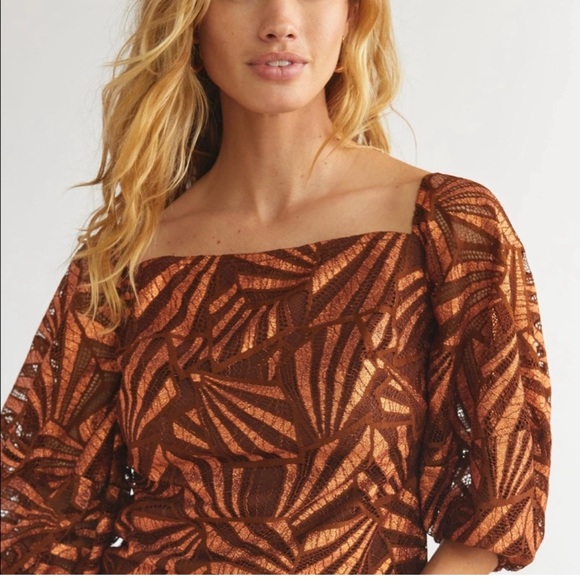 Eva Franco Shine Lace Puff Sleeve bloose - Picture 1 of 7